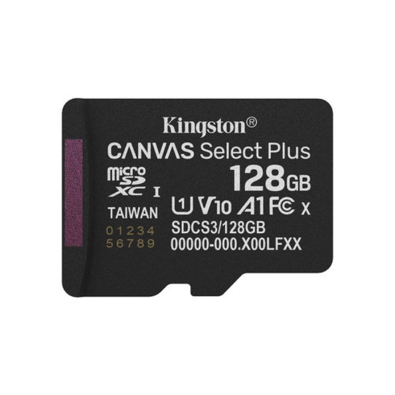 Tarjeta de Memoria Kingston CANVAS Select Plus 128GB microSD XC/ Clase 10/ 150MBs