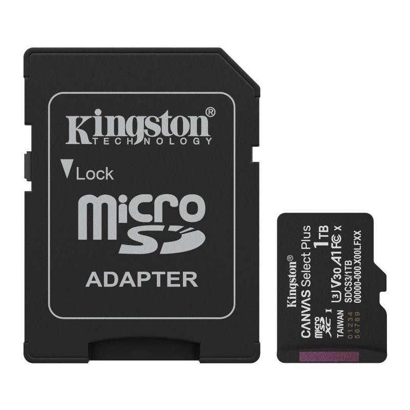 Tarjeta de Memoria Kingston CANVAS Select Plus 1TB microSD XC con Adaptador/ Clase 10/ 150MBs