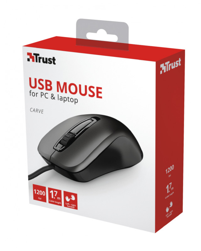 Trust Carve ratón Ambidextro USB tipo A Óptico 1200 DPI