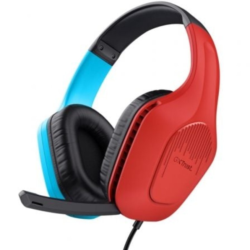 Trust GXT 416S Zirox Auriculares Alámbrico Diadema Juego Negro, Cian, Rojo