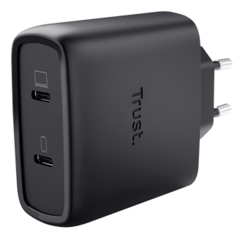 Trust Maxo Cargador GaN USB-C de 2 puertos de 65 W - Negro