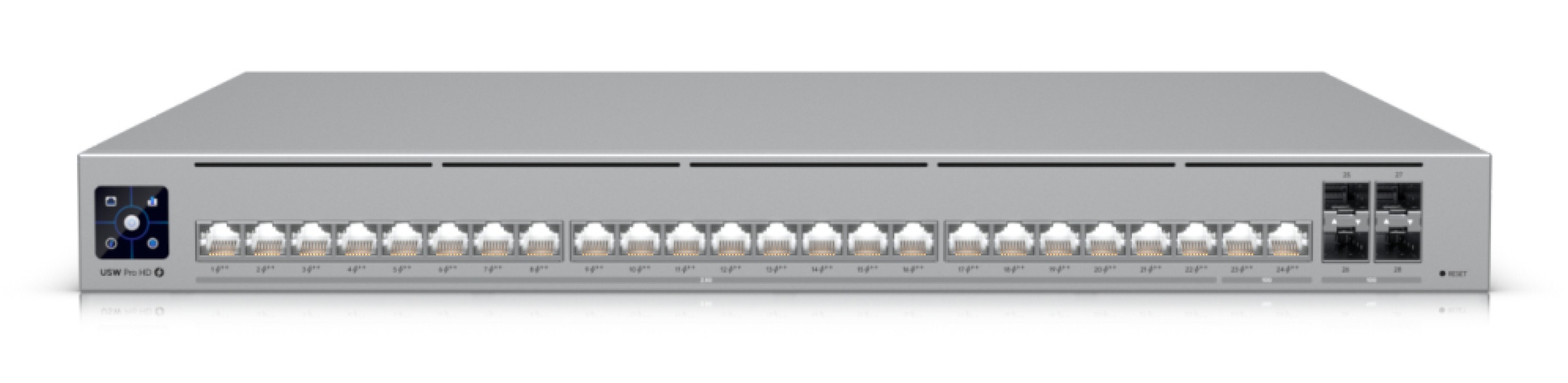 Ubiquiti UniFi Pro HD 24 PoE, Gestionado, L2/L3, 2.5G Ethernet (100/1000/2500), Energía sobre Ethernet (PoE), Montaje en rack, 1U