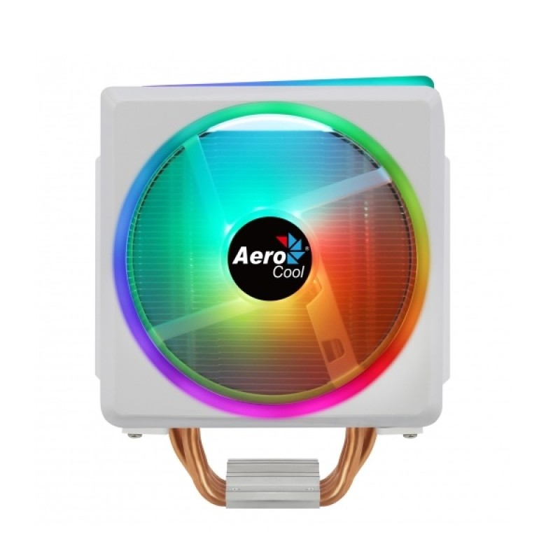 VENTILADOR CON DISIPADOR PARA CPU AEROCOOL CYLON4 WHITE RGB 145W 4 HEATPIPES VENTILADOR 120mm PWM CON ANILLO LED RGB COMPATIBILIDAD INTEL / AMD