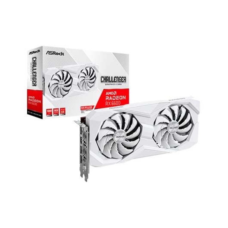 VGA ASROCK RX6600 CLW 8G (WHITE),AMD,RX6600,8GB,GDDR6,128BIT,HDMI+3DP (2 VENTILADORES)