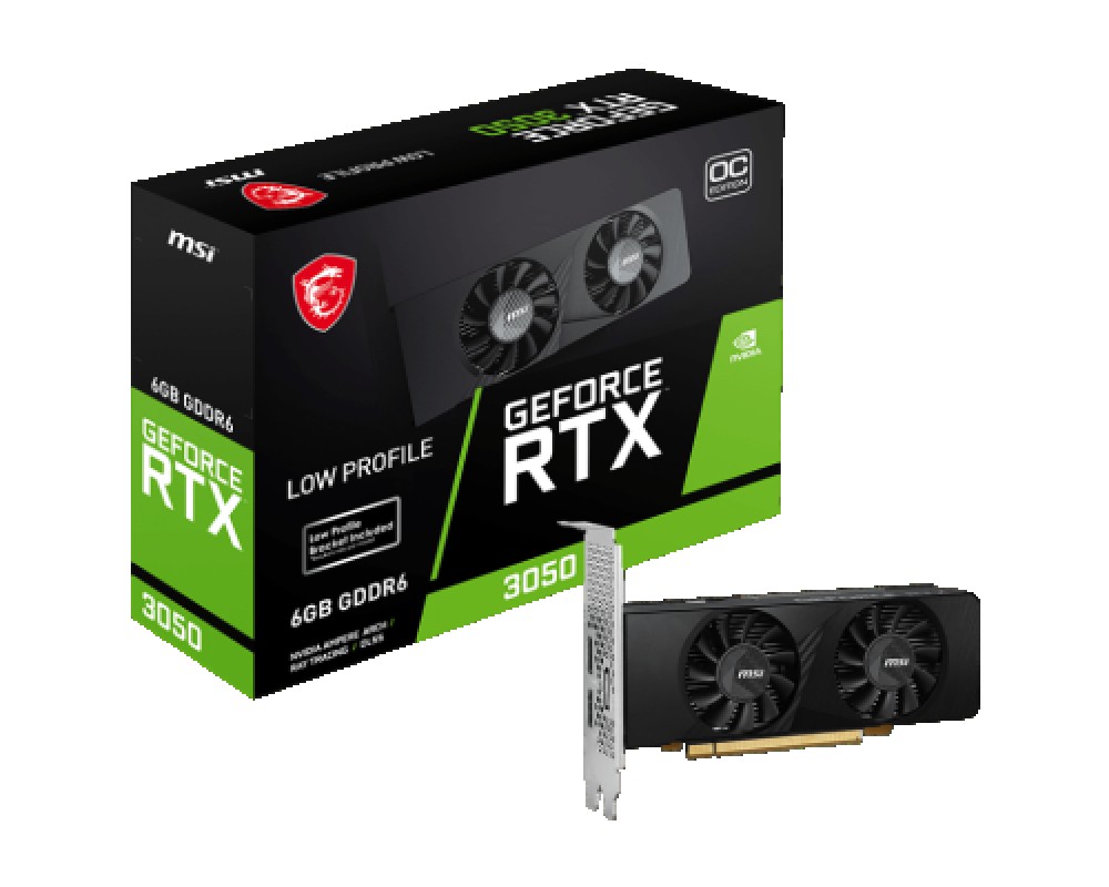 VGA MSI RTX 3050 LP 6G OC,NV,RTX3050,GDDR6,6GB,96BIT,2HDMI+1DP,2 VENTILADORES (LOW PROFILE)