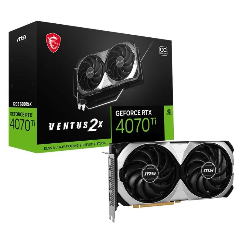VGA MSI RTX 4070 TI VENTUS 2X 12G OC,NV,RTX4070TI,12GB,GDDR6X,192BIT,3DP+1HDMI,2 VENTILADORES