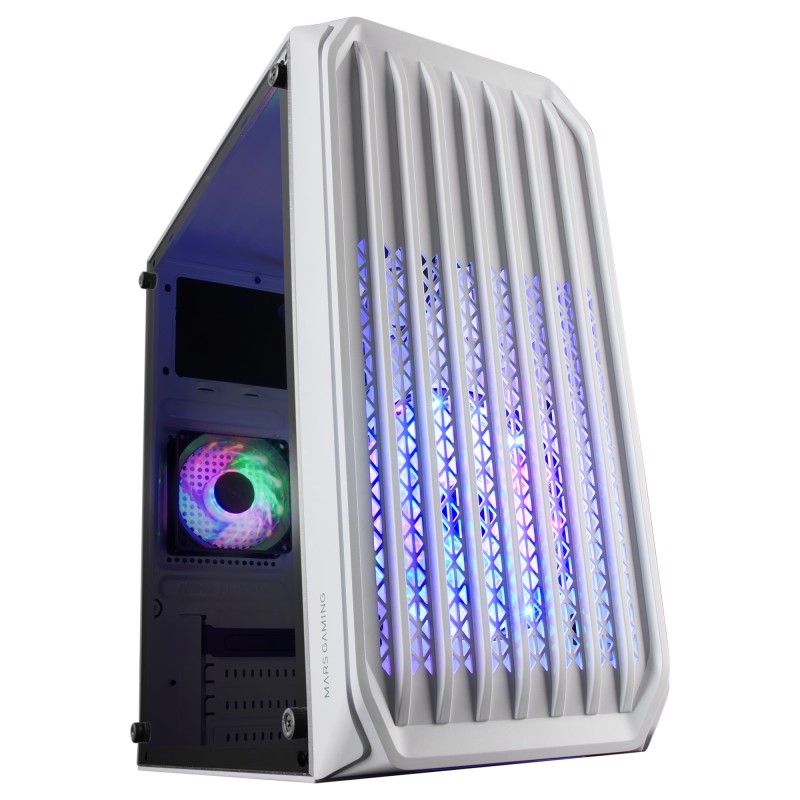 (km0) Caja Microatx Gaming Mars Gaming Mc-s2 White Frontal Con Ventilador Frgb Ventana Lateral Sin Fuente De Alimentacion Cas