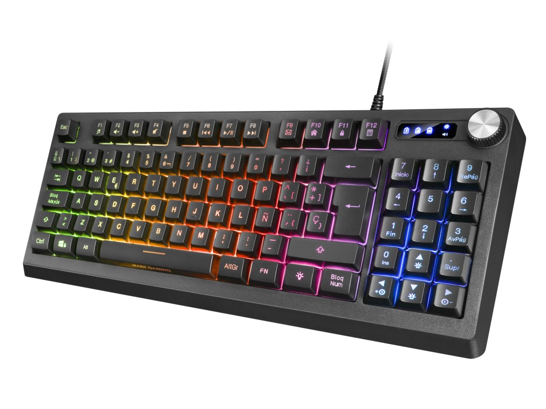 (km0) Teclado H-mecanico Compacto Tkl Mars Gaming Mkrevo Color Negro Con Pad Numerico Y Scroll Multi Funcion Full Rgb Tecnolo